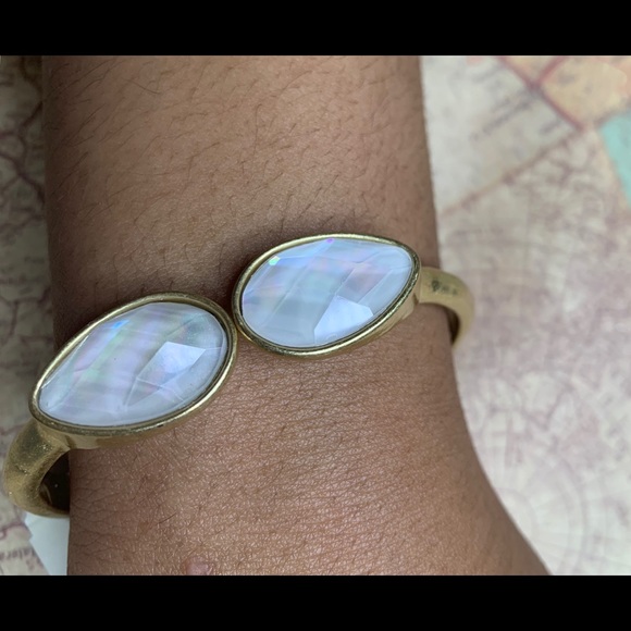 Lucky Brand Gold-Tone Double Stone Cuff Bracelet - Picture 5 of 8